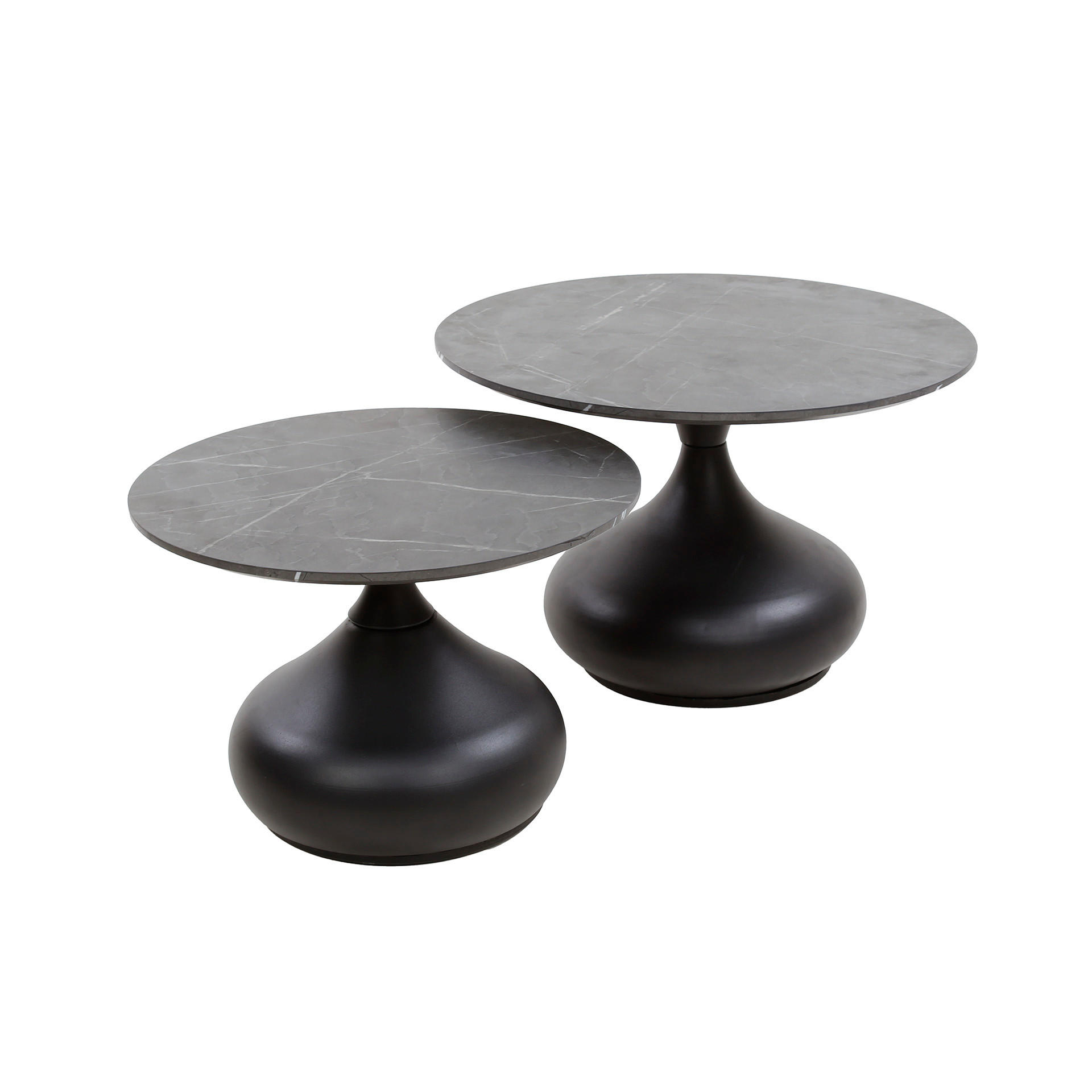 COUCHTISCH Drop Schwarz 60/60/40 cm 2er-Set - Schwarz, Stein (60/60/40cm) - Hoyz Collection