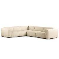 ECKSOFA mit Rundecke - Beige/Schwarz, Kunststoff/Textil (325/260cm) - home24
