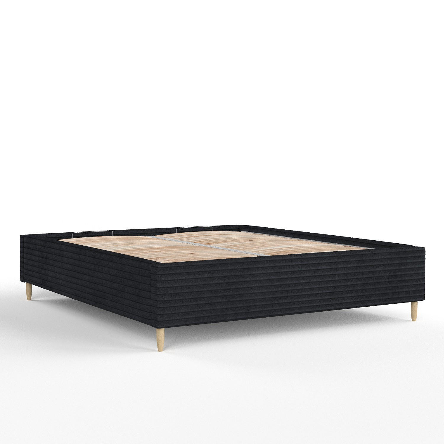 POLSTERBETT Larch Schwarz 120/200 cm im Samtstoff - Schwarz/Naturfarben, Holz/Holzwerkstoff (120/200cm) - Maison de Reve
