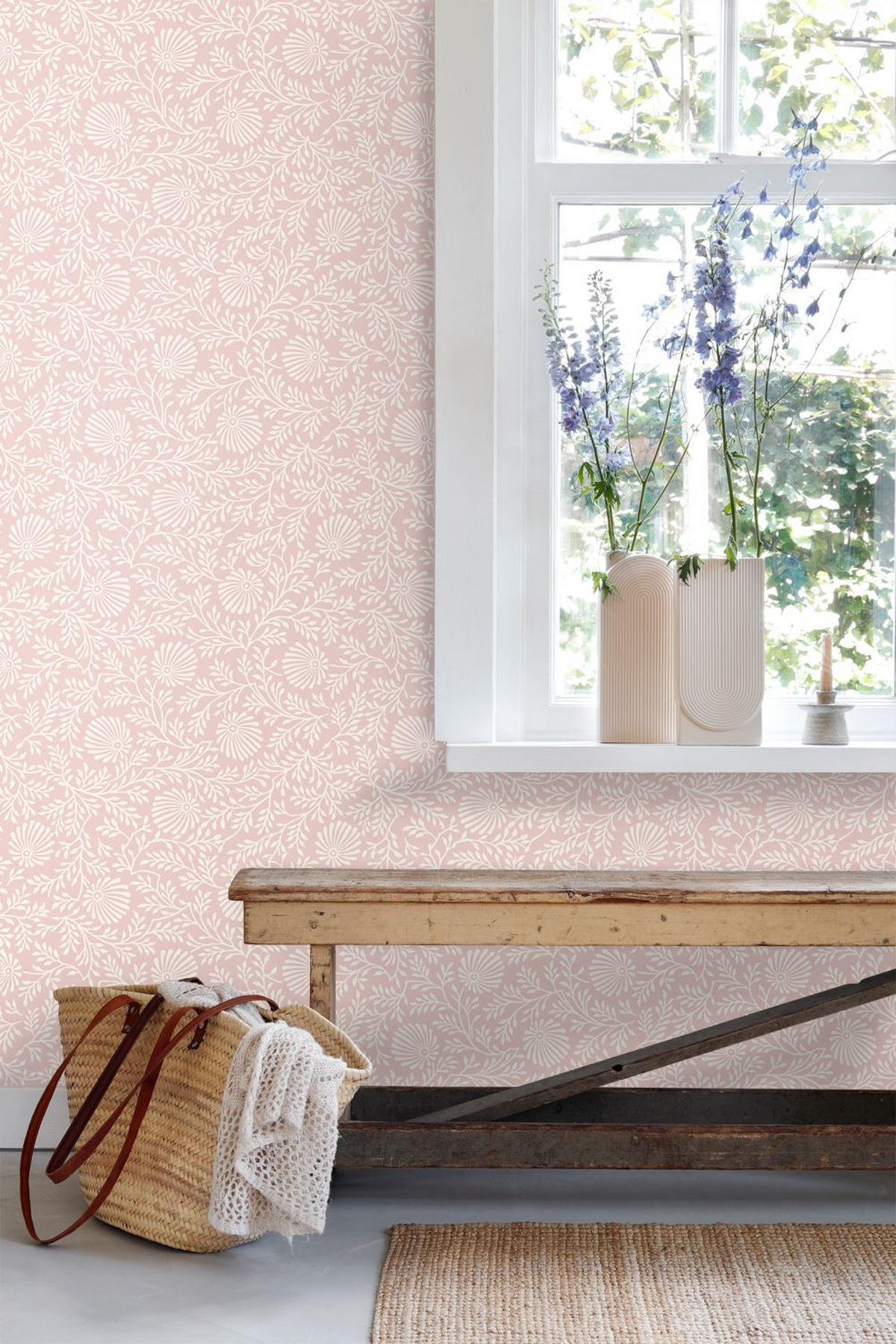 TAPETE Blumenmuster 50 x 900 cm - Pink, Papier (50/900cm) - ESTAhome