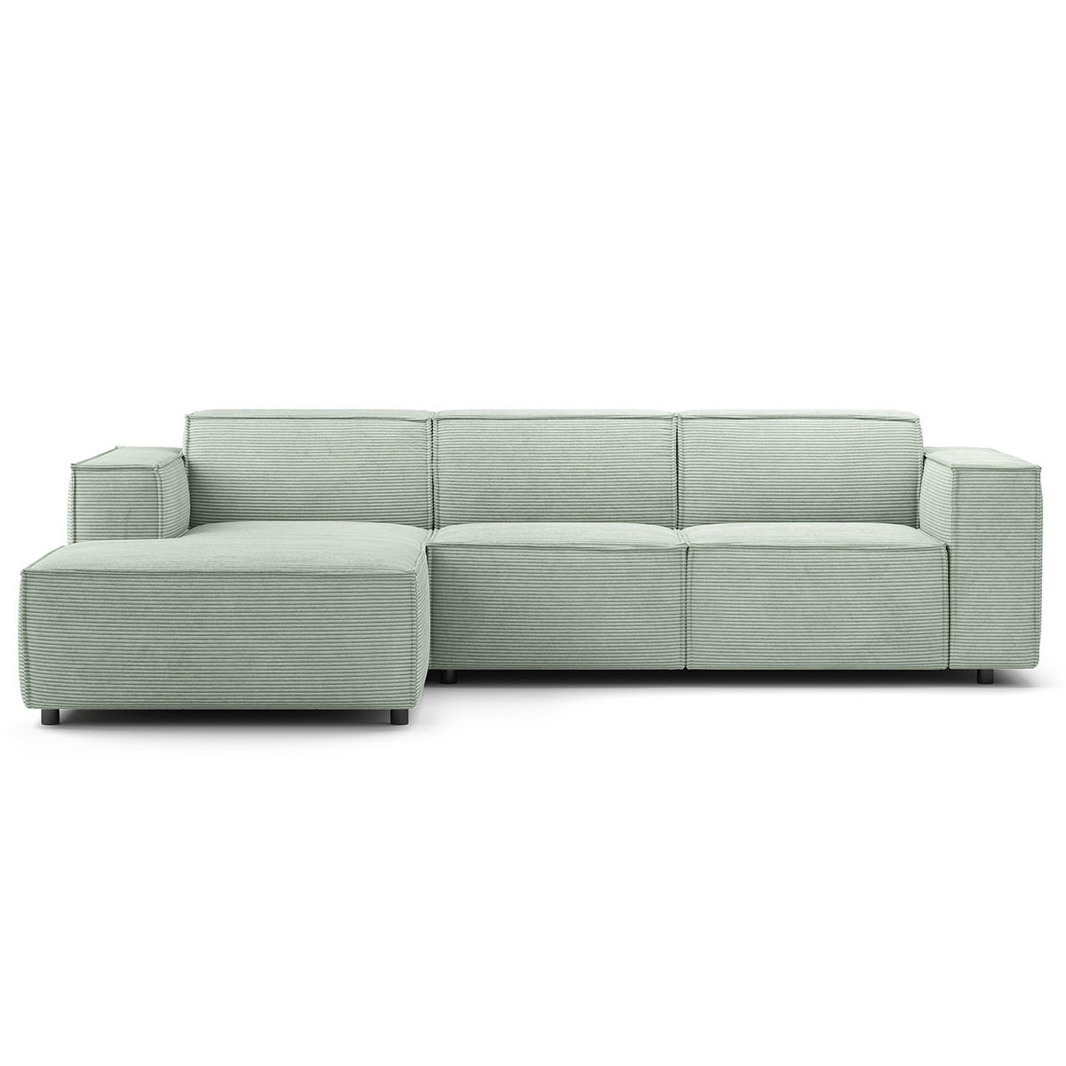 ECKSOFA mit Longchair - Schwarz/Mintgrün, Kunststoff/Textil (260/177cm) - home24