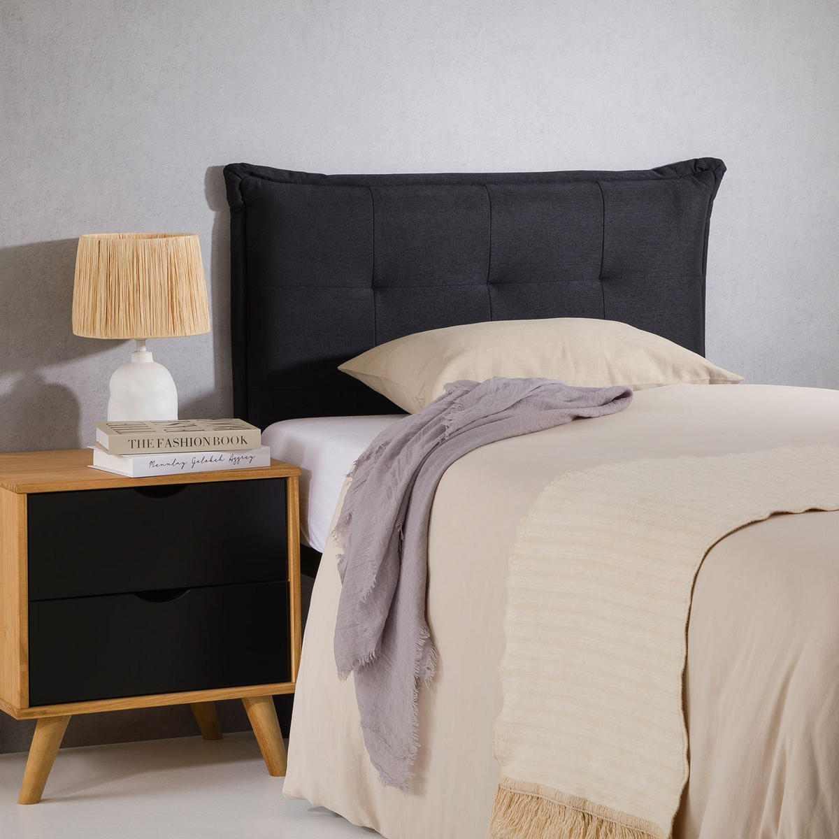 KOPFTEIL JALEYA 90X190 CM - Schwarz, Textil (91/99/7cm) - IDIMEX