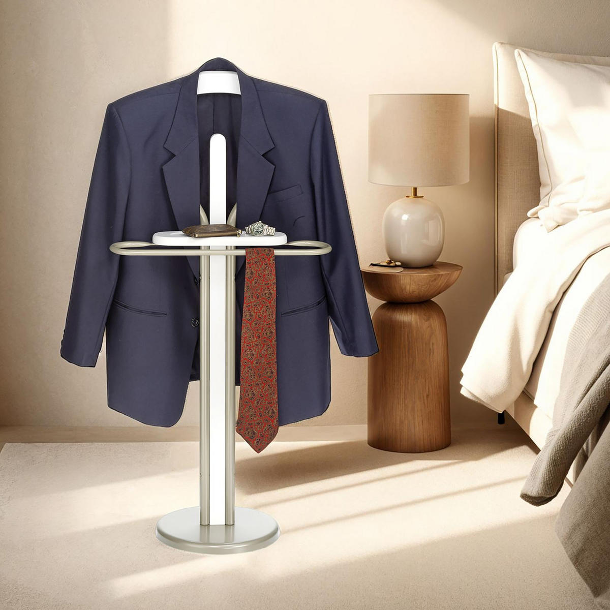 HERRENDIENER FABIO champagne/weiß - Champagner/Weiß, Metall (45/108/30cm) - IDIMEX