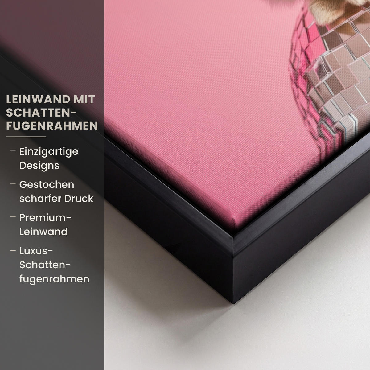 LEINWAND Bilder mit Rahmen - Schleife - Discoball - Kaninchen - 40x30 - Pink, Textil (40/30cm) - MuchoWow