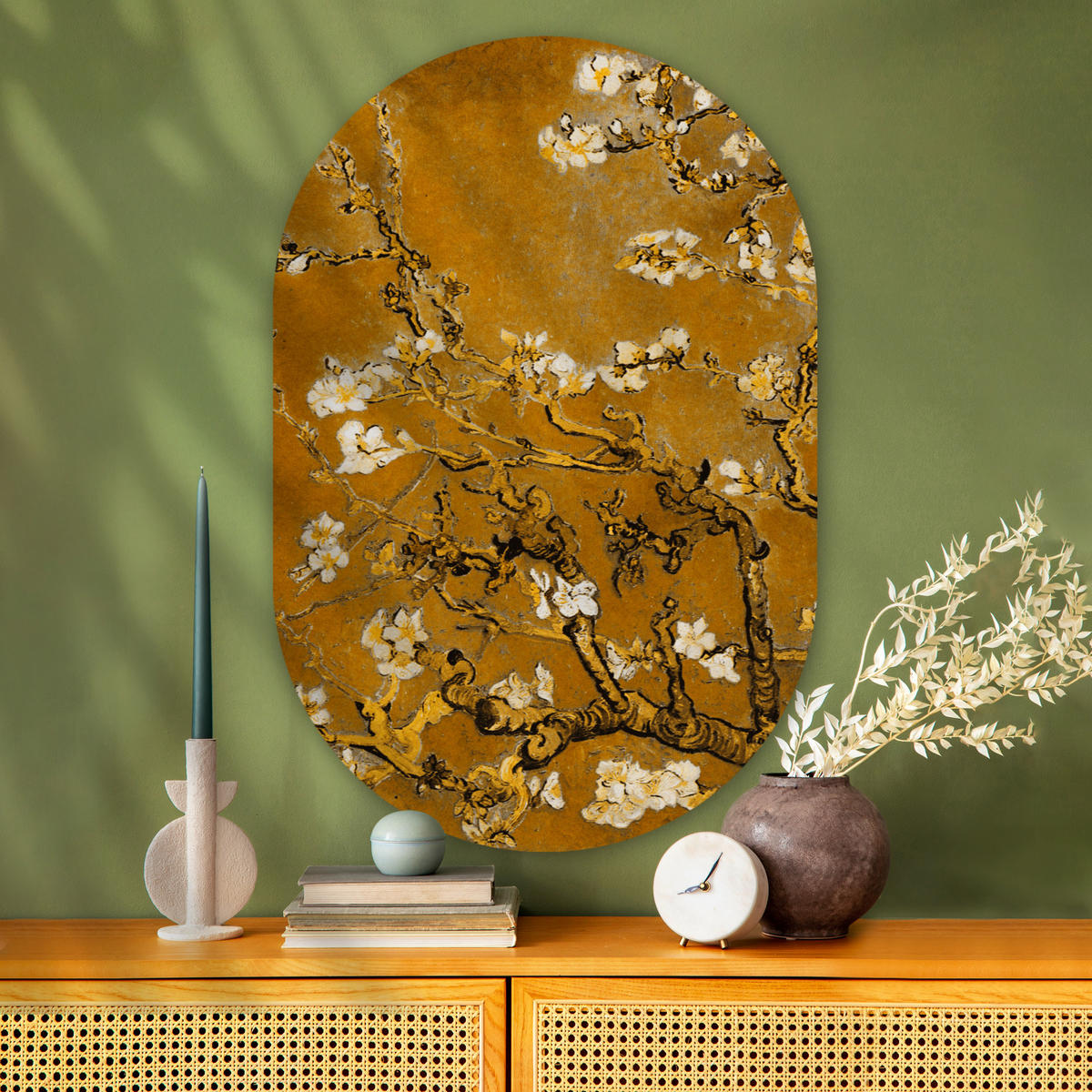 WANDBILD Mandelblüte - Kunst - Van Gogh - Gold 80x120 cm - Wengefarben, Kunststoff (80/120cm) - MuchoWow