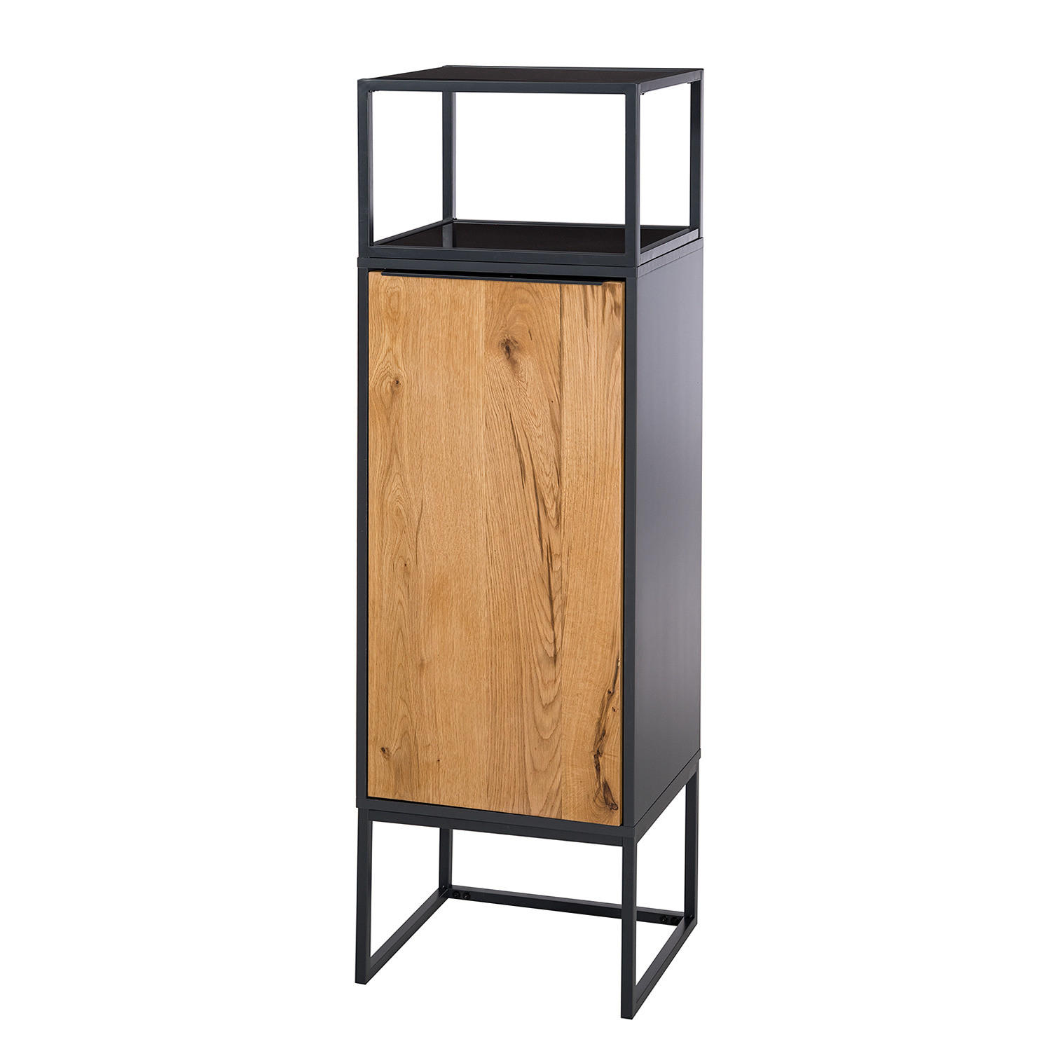 SCHRANK - Eiche / Anthrazit - Echtholzfurnier - Eichefarben/Anthrazit, Holzwerkstoff/Metall (50/165/40cm) - home24