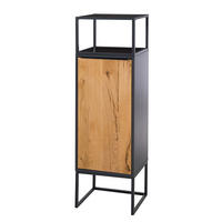 SCHRANK - Eiche / Anthrazit - Echtholzfurnier - Eichefarben/Anthrazit, Holzwerkstoff/Metall (50/165/40cm) - home24