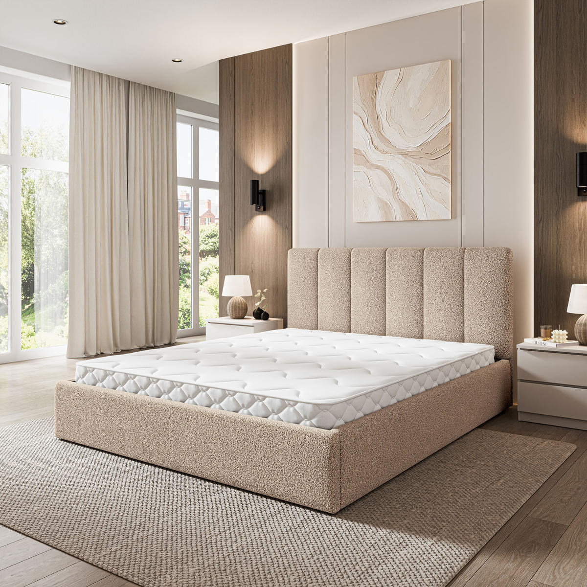 ČALOUNĚNÁ Postel NEMIS 140x200 cm Béžová - béžová, kompozitní dřevo/textil (140/200cm) - MASSENO