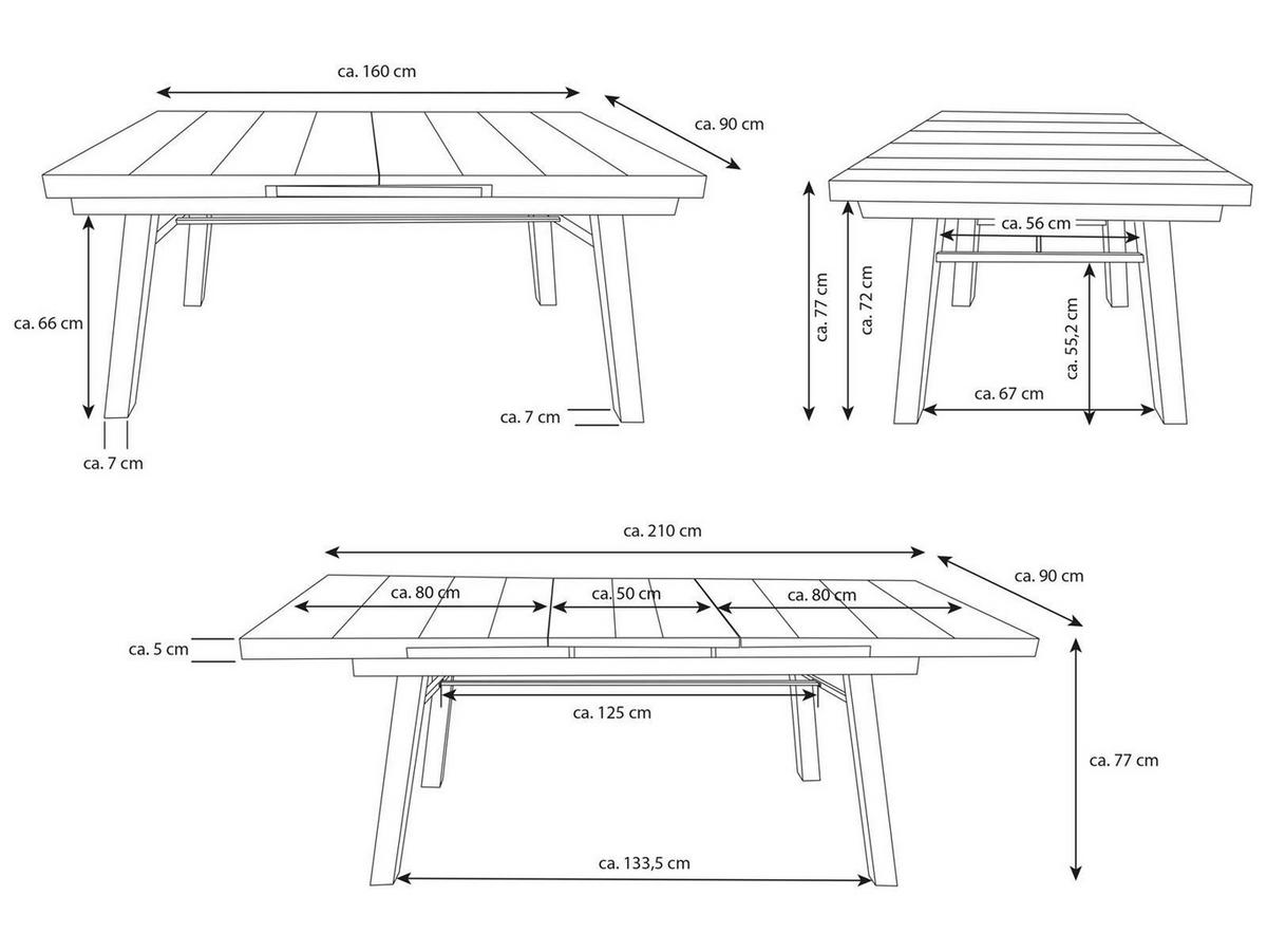GARTENMÖBEL-SET Darwin 1 Aluminium ausziehbarer Tisch 6x Hochlehner Gartenstühle - Grau, Kunststoff - Green Spirit