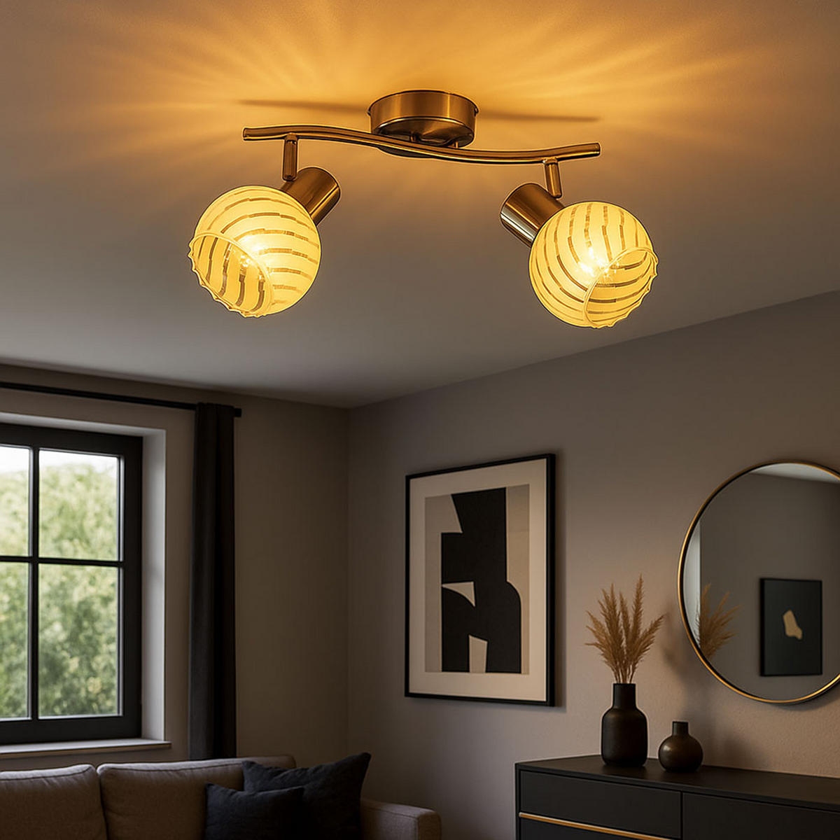 DECKENLEUCHTE Chrom Silber - Silberfarben, Glas (36/19/19.2cm) - Globo Lighting