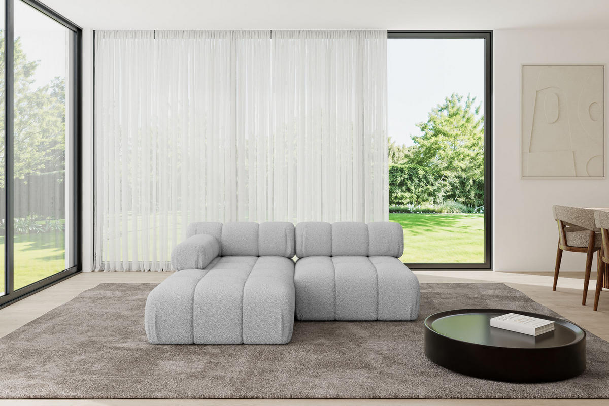 ECKSOFA modulares Sofa Razon-L1 - 190x160x70 cm Hellgrau Bouclé - Hellgrau, Holzwerkstoff/Textil (190/160cm) - ALTDECOR