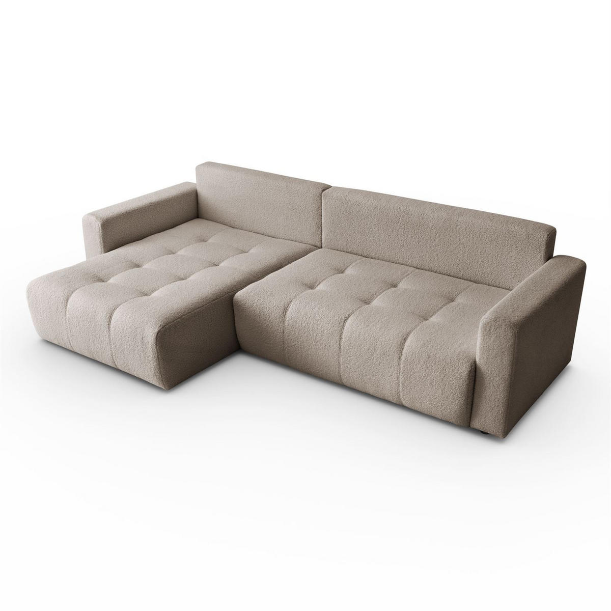 ECKSOFA ASTON mit Schlaffunktion und Bettkasten - Beige, Textil (261/143cm) - Lookway