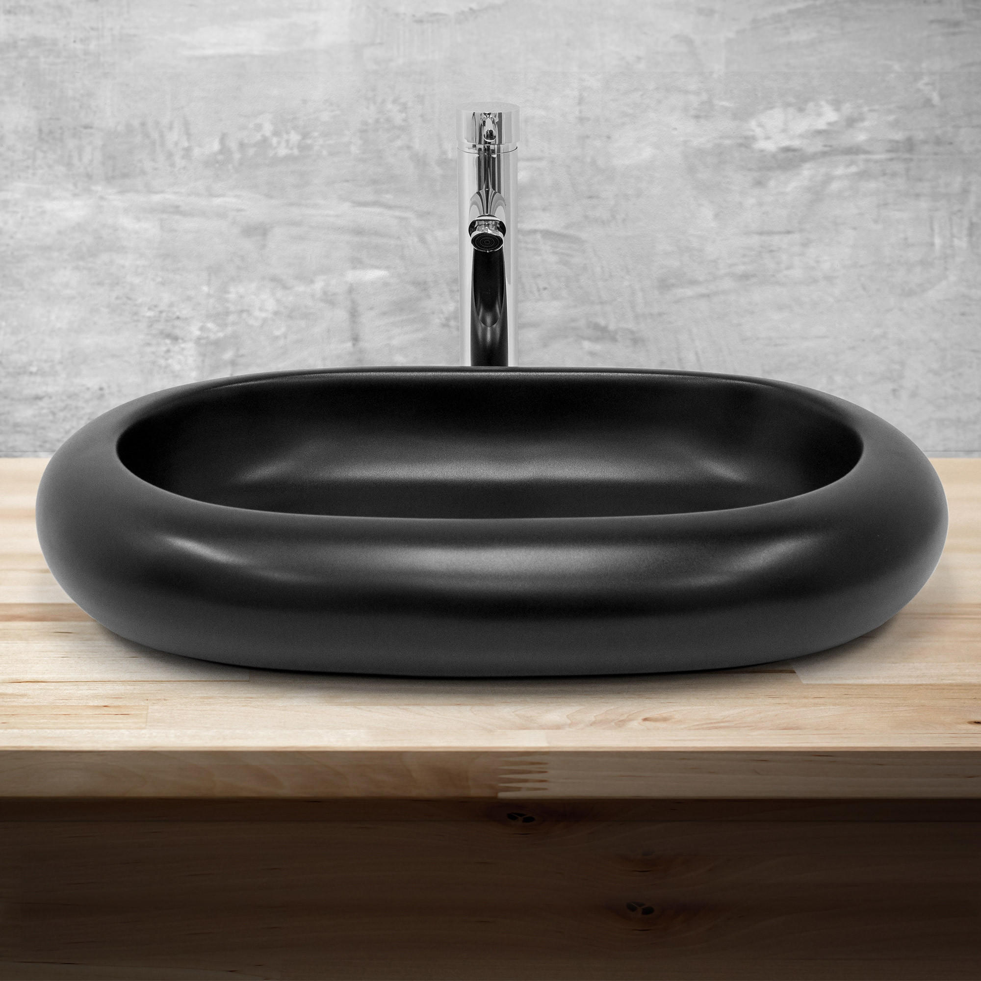 WASCHBECKEN - Schwarz, Keramik (45/11/65cm) - ML-DESIGN