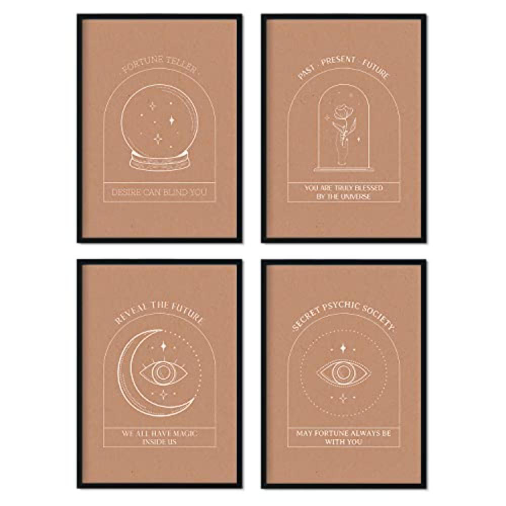 POSTER Set mit 4 Blatt exotisch Kollektion floralen abstrakten warmen Erdtönen A4 Rahmenlos - Klar, Papier (29.7/3cm) - Nacnic