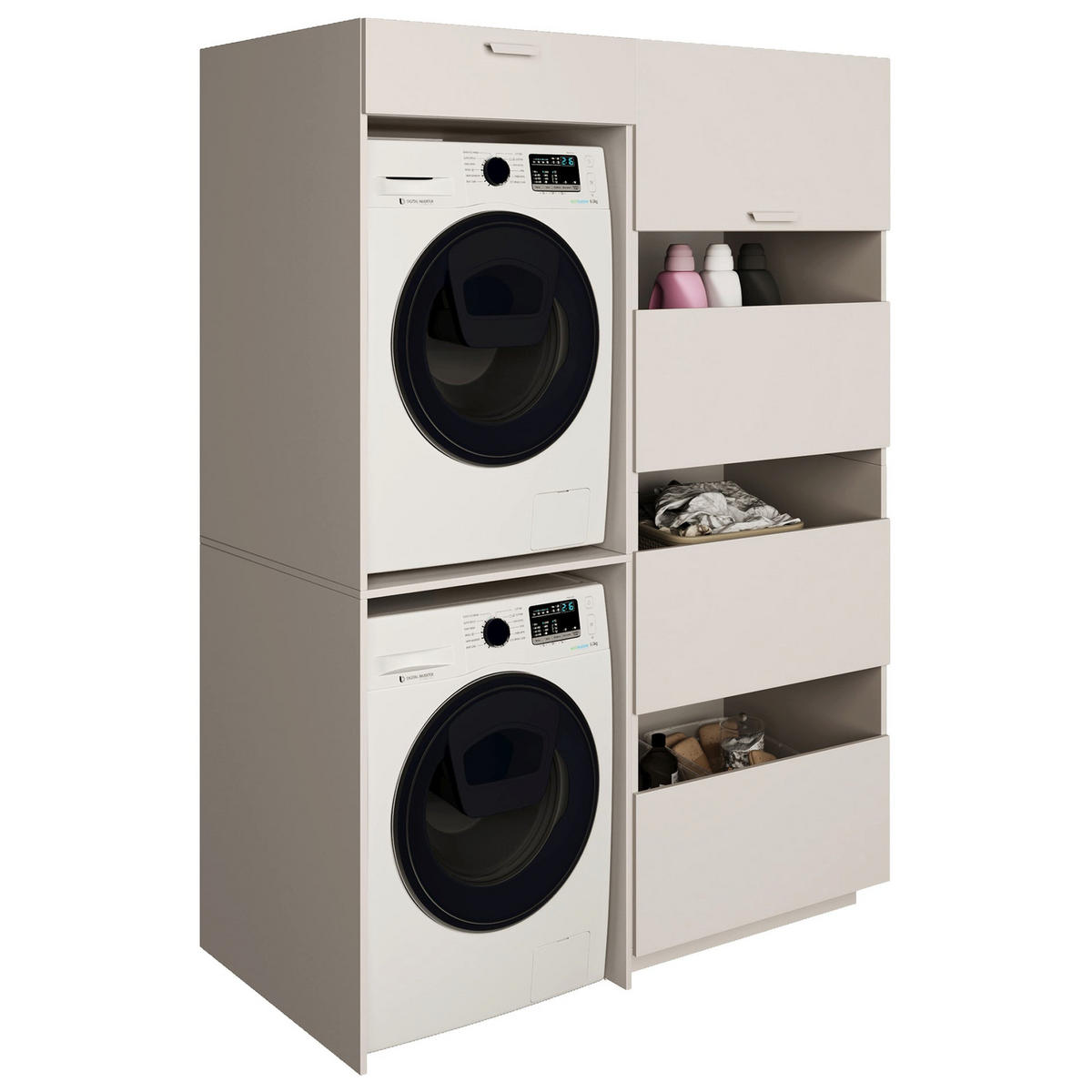 BADEZIMMERMÖBEL-SET Holv Kaschmirgrau 135 cm - Taupe, Holzwerkstoff/Metall (135/200/66cm) - Selsey