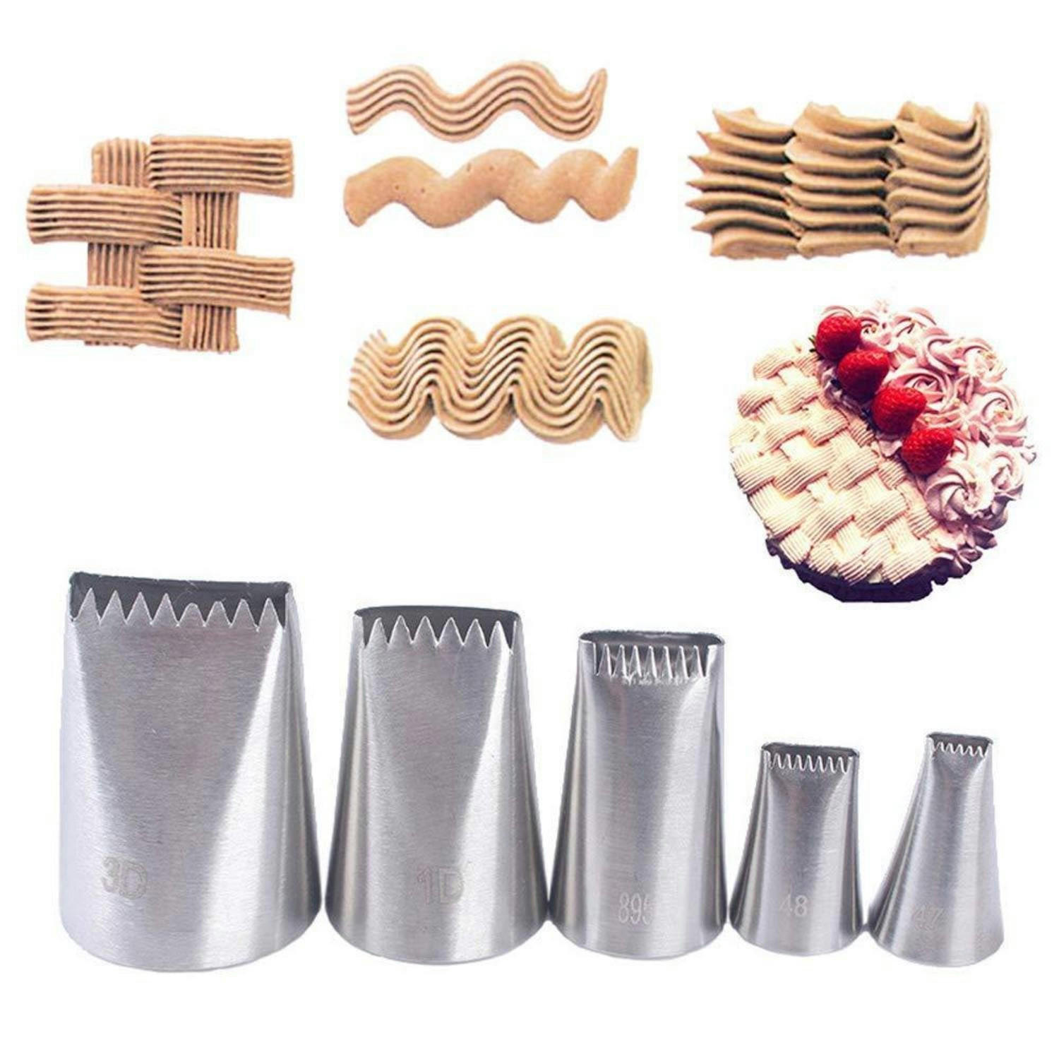 SPRITZTÜLLEN 5-teiliges Set Korbgeflechtoptik Edelstahl - Silberfarben, Metall (3.5/1/4.7cm)