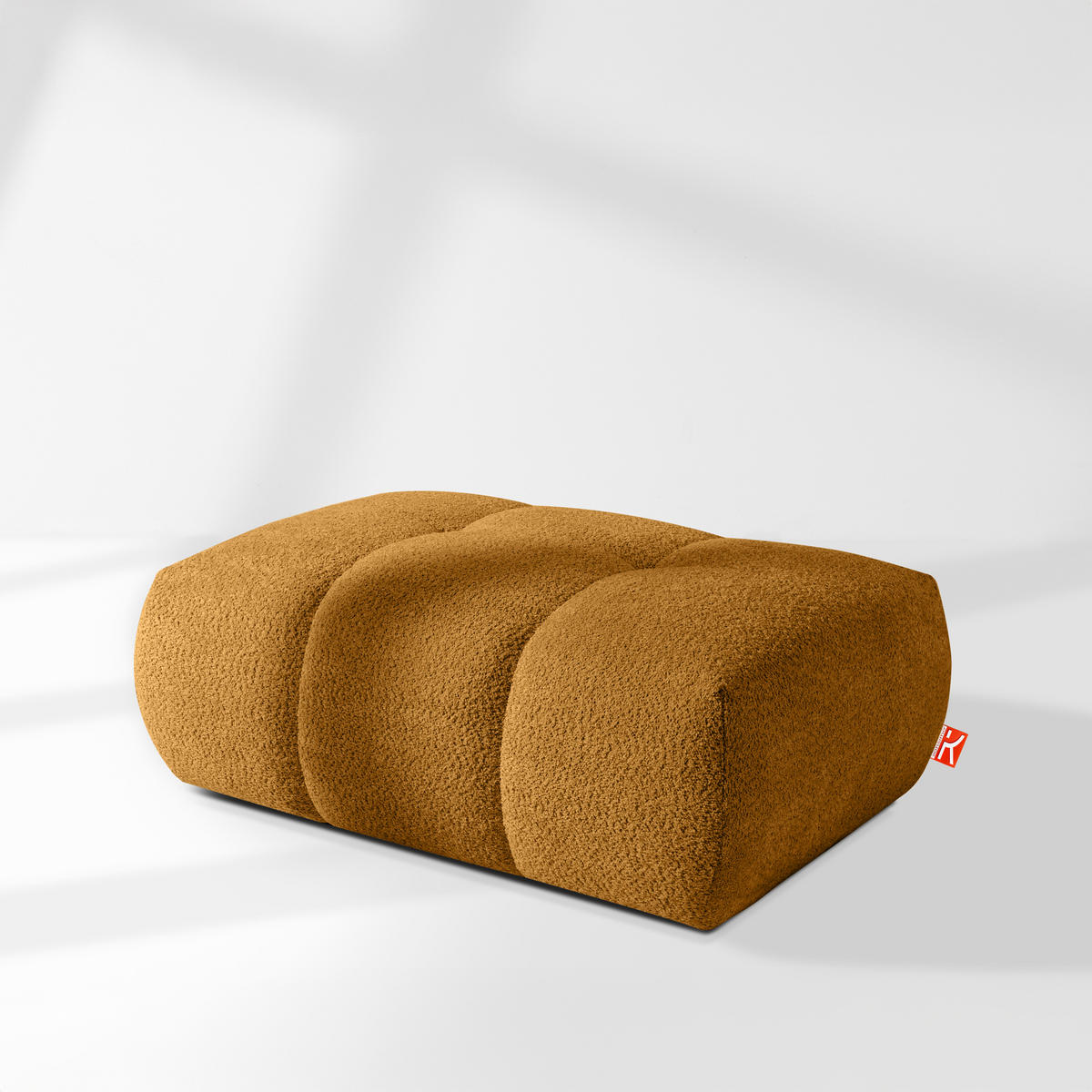POUF LIRA, Honigfarben, Bouclé - Honig, Holz/Holzwerkstoff (96/43/50cm) - KONSIMO®