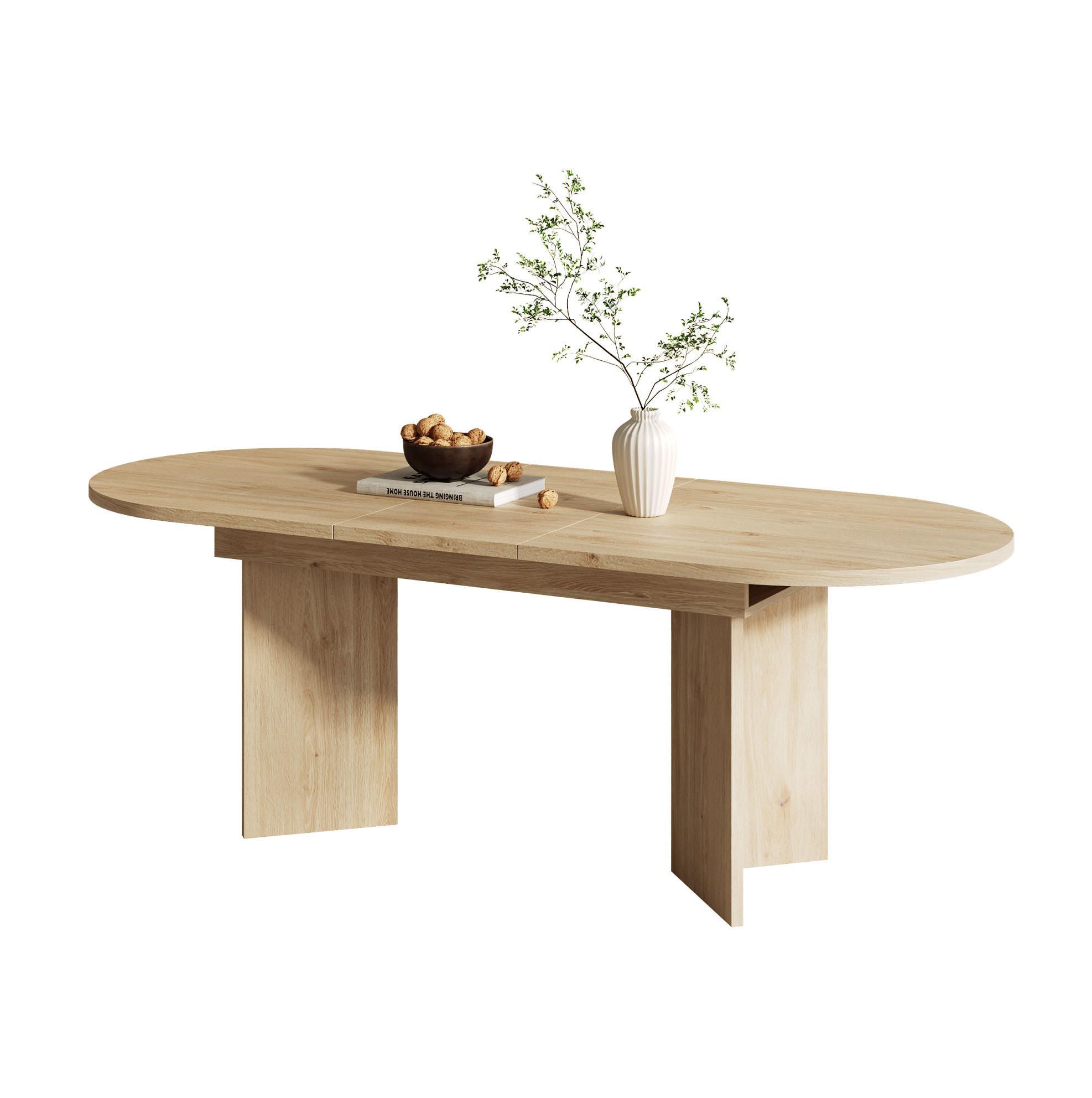 JEDÁLENSKÝ stôl 140/180/90/75 cm rozkladací so zaoblenými rohmi a zosilnenou doskou, Dubová - farba duba, kompozitné drevo (180/90/75cm) - Redom