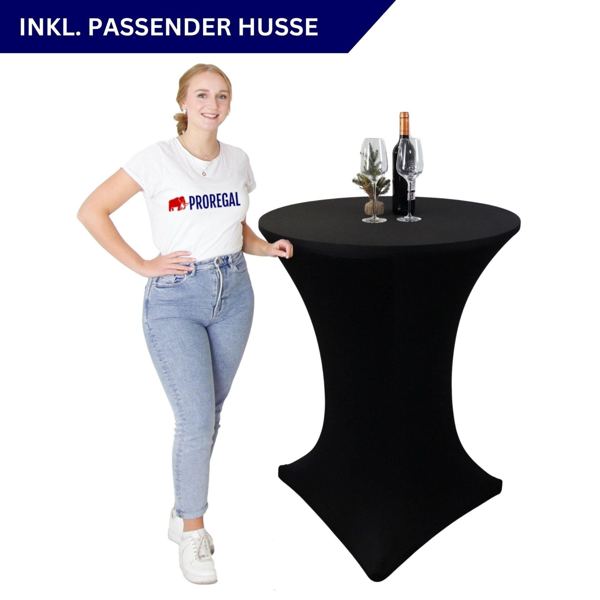 STEHTISCH mit Hussen klappbar HxØ 110x80cm MDF-Platte mit Edelstahlbeschichtung Schwarz - Schwarz, Metall (110/80/110cm) - CHEFGASTRO