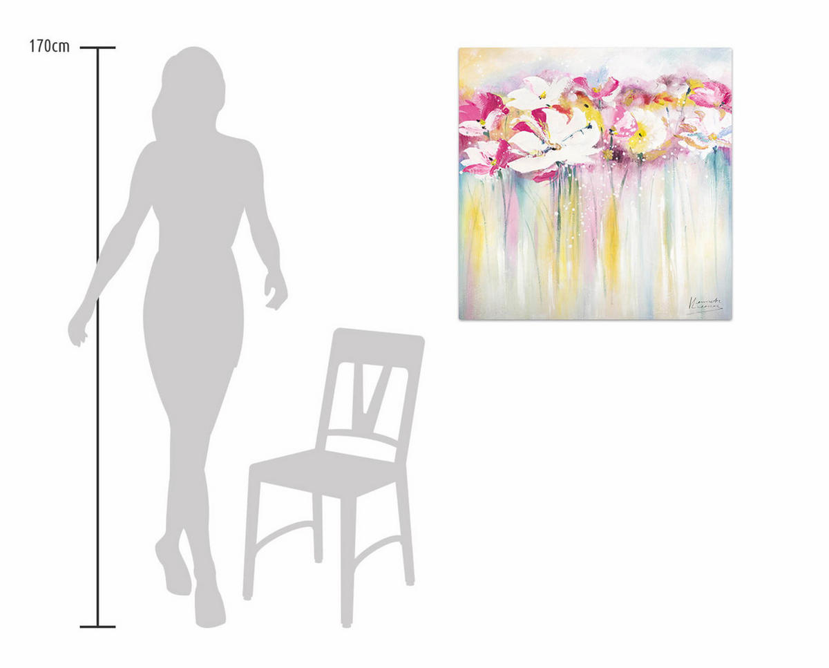 ÖLGEMÄLDE 80/80 cm - Pink/Weiß, Holz/Textil (1.6/80cm) - KUNSTLOFT