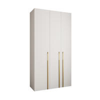 DREHTÜRENSCHRANK 245,5/130/50 3-türig - Goldfarben/Weiß, Holz/Metall (130/245.5/50cm) - Abiks Möbel