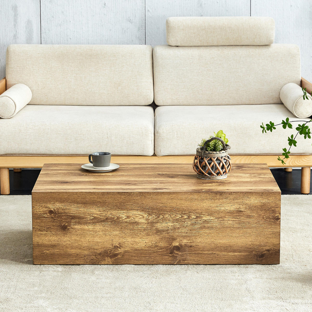 COUCHTISCH 90/50 cm aus MDF in Holzoptik – rechteckig, montiert geliefert - Kieferfarben, Holzwerkstoff (90/50/30cm) - BEAOK