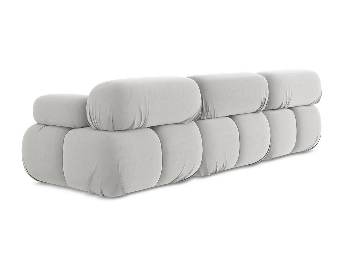 3-SITZER SOFA Samt Stoff Grau - Silberfarben/Schwarz, Kunststoff/Textil (285/70/96cm) - Makamii