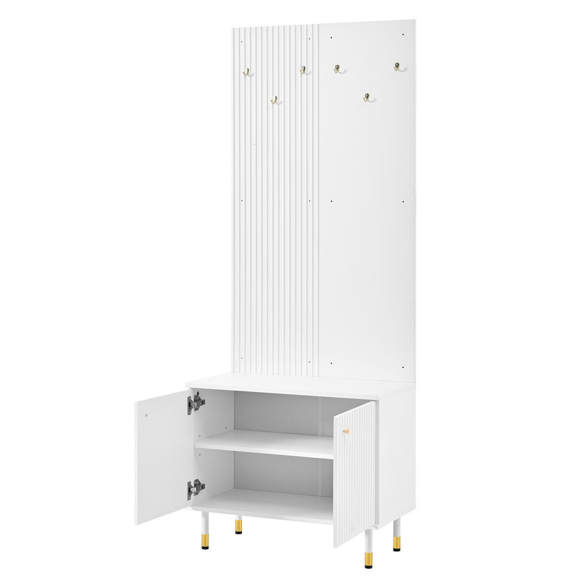 GARDEROBESET Schuhschrank Flur Garderobenwand Modern - Weiß, Holzwerkstoff (70/180/35cm) - FLIEKS