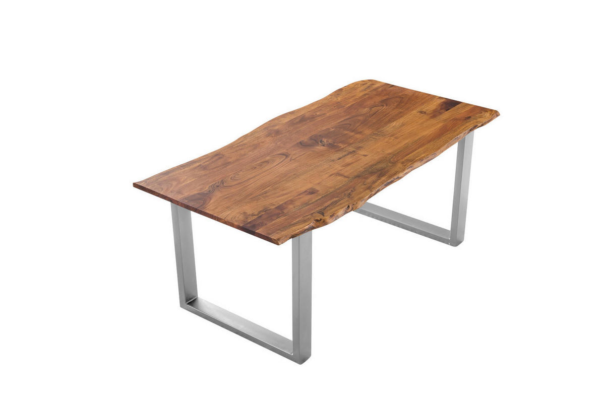 ESSTISCH LAURINA - Silberfarben/Nussbaumfarben, Holz/Metall (100/240/77cm) - SAM
