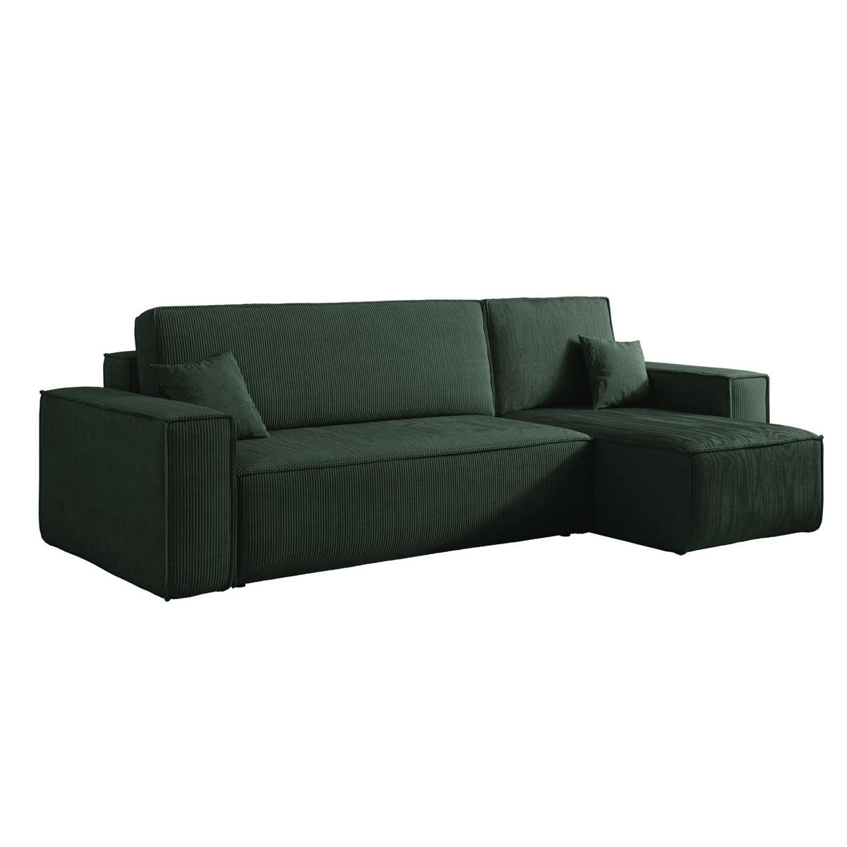 ECKSOFA Scarlo Dunkelgrün Cordbezug - Dunkelgrün/Schwarz, Kunststoff/Textil (244/145cm) - Selsey