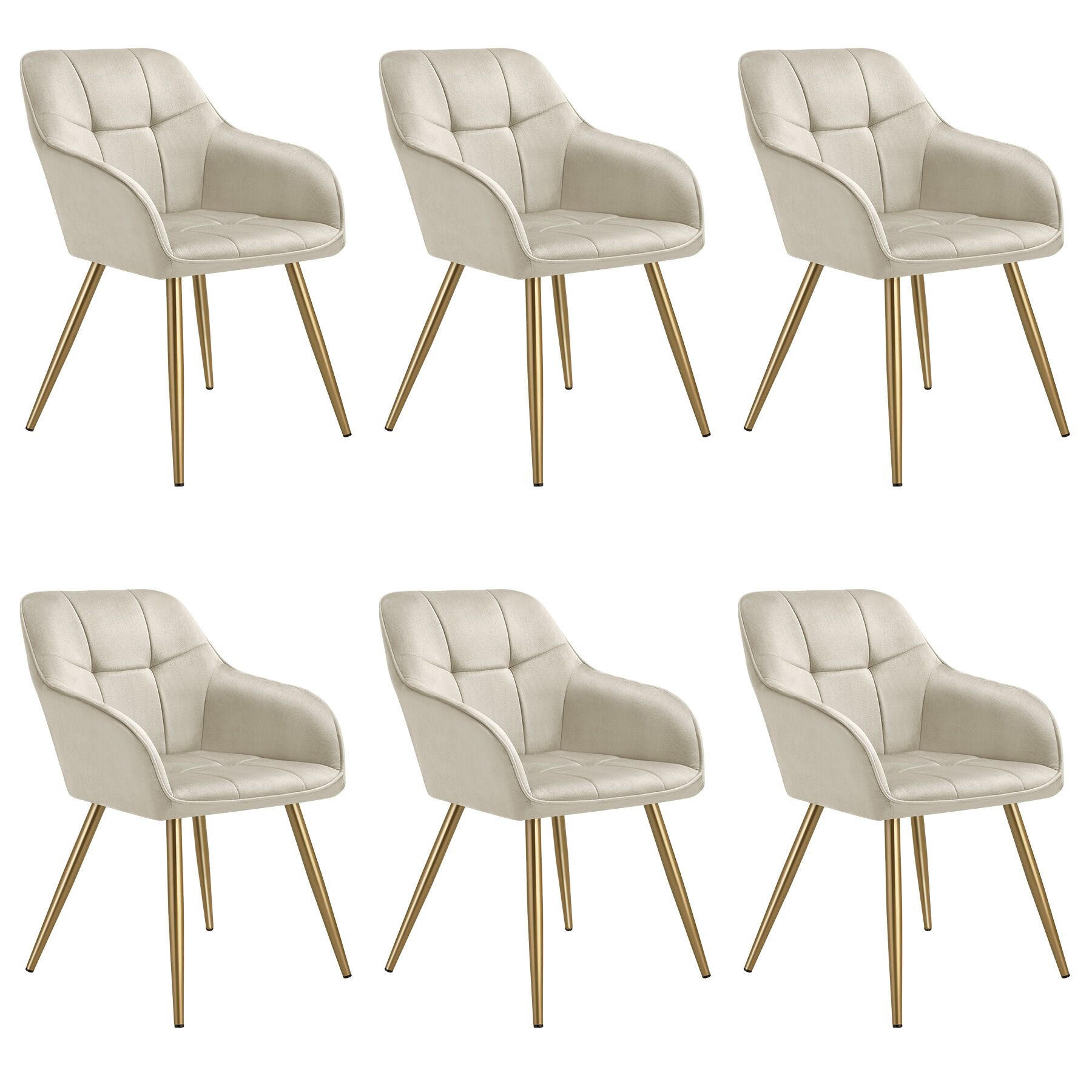 ESSZIMMERSTUHL 6er Set Marilyn 58 x 62 x 82 cm creme/gold - Goldfarben/Creme, Kunststoff (58/82/62cm) - tectake
