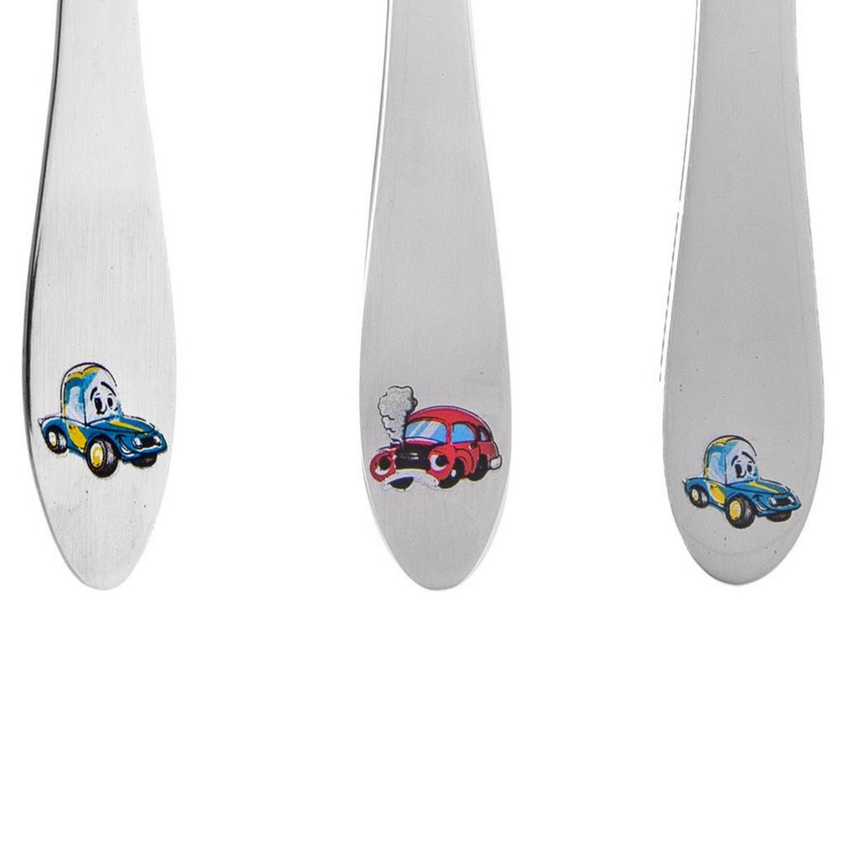 KINDERBESTECK Stahl Auto 3-teilig. - Silberfarben, Metall - Orion 