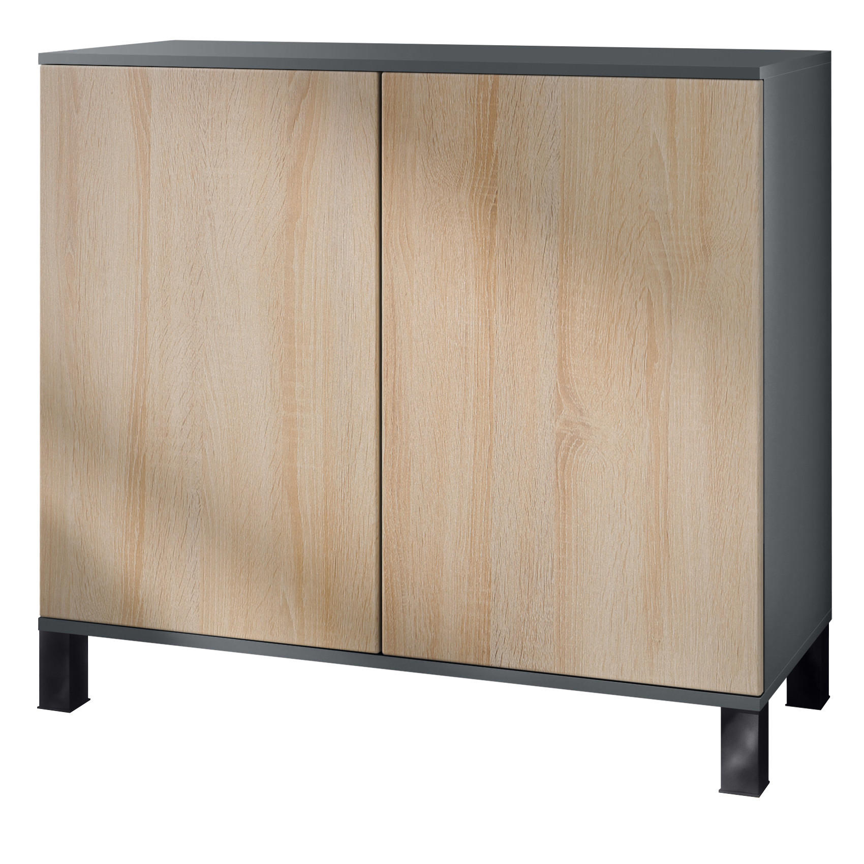 KOMMODE Skadu Eiche sägerau - Eiche San Remo, Holzwerkstoff (92.5/84.5/35cm) - Vladon