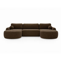 ECKSOFA Aurio U Bouclé-Stoff Braun - Schwarz/Braun, Kunststoff/Textil (347/177cm) - Graingold