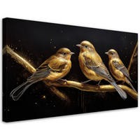 LEINWANDBILD Vögel Tiere Gold 80x40cm - Goldfarben, Textil (80/40cm) - Feeby