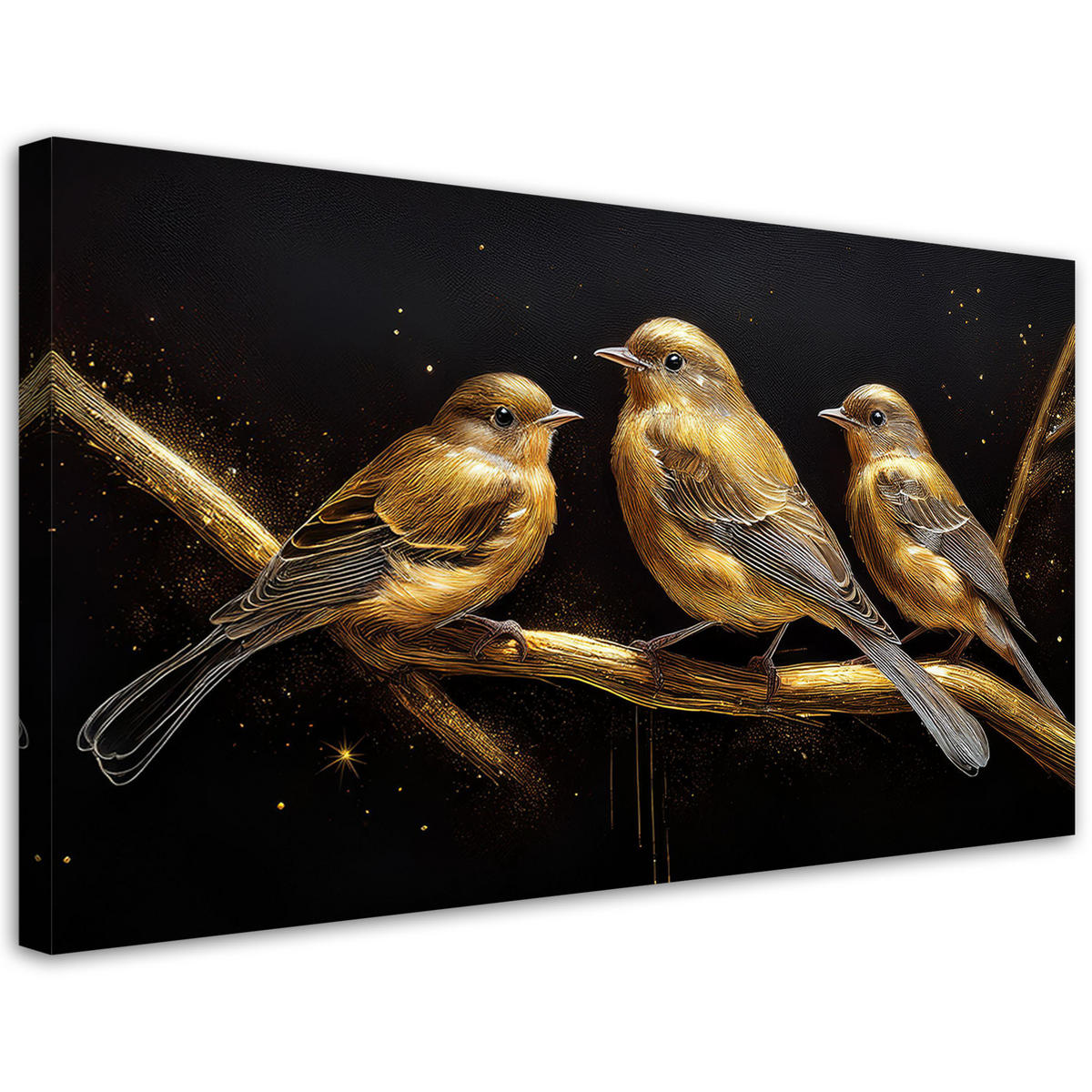 LEINWANDBILD Vögel Tiere Gold 80x40cm - Goldfarben, Textil (80/40cm) - Feeby