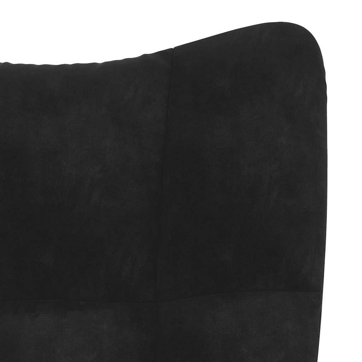 SESSEL mit Hocker, Holzbeine 61,5/69/95,5 cm aus Samt Schwarz - Schwarz/Braun, Holz/Textil (61.5/95.5/69cm) - vidaXL