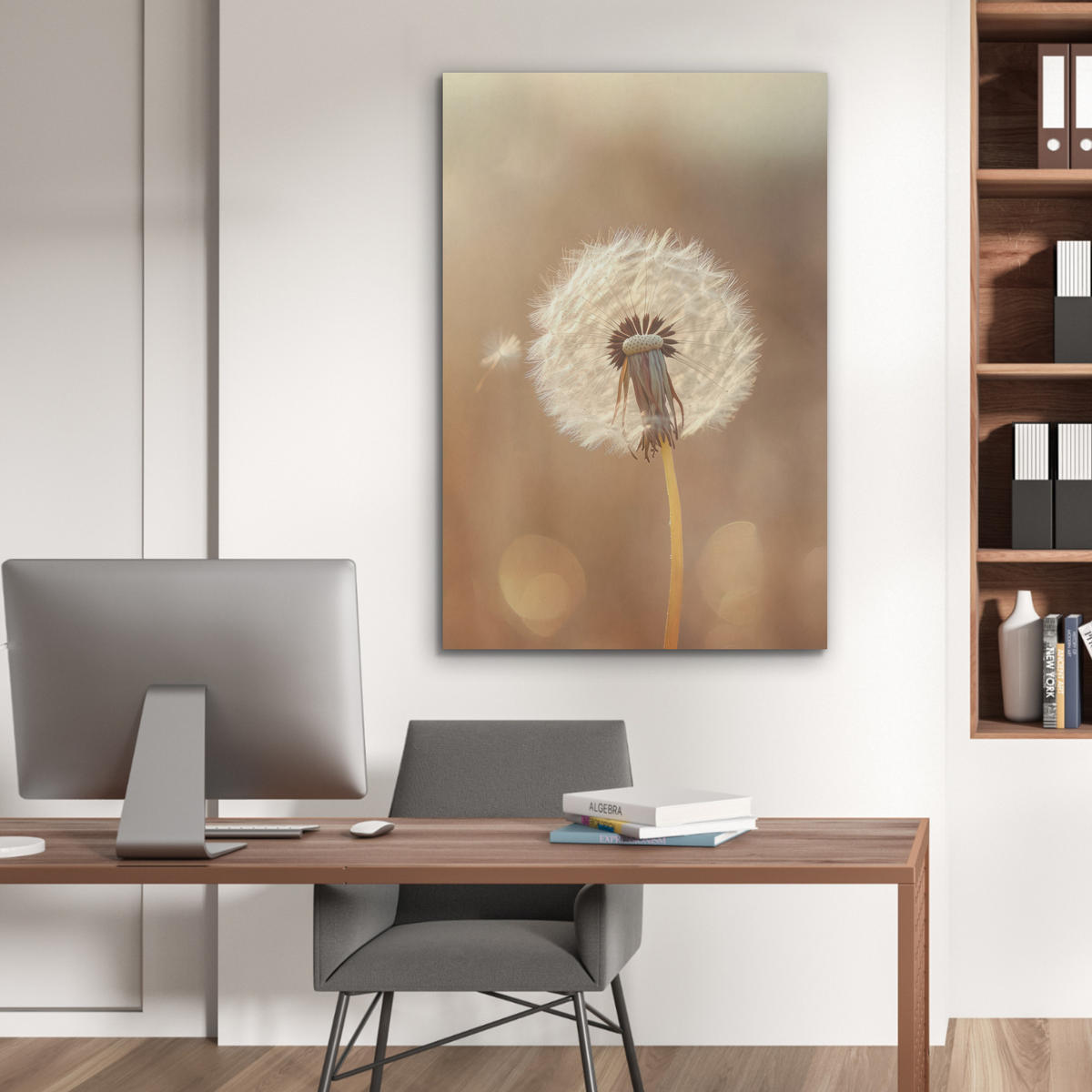 AKUSTIKPANEEL Löwenzahn - Beige - Natur - Blume 70x100 cm - Hellbraun, Textil (70/0.9/100cm) - MuchoWow