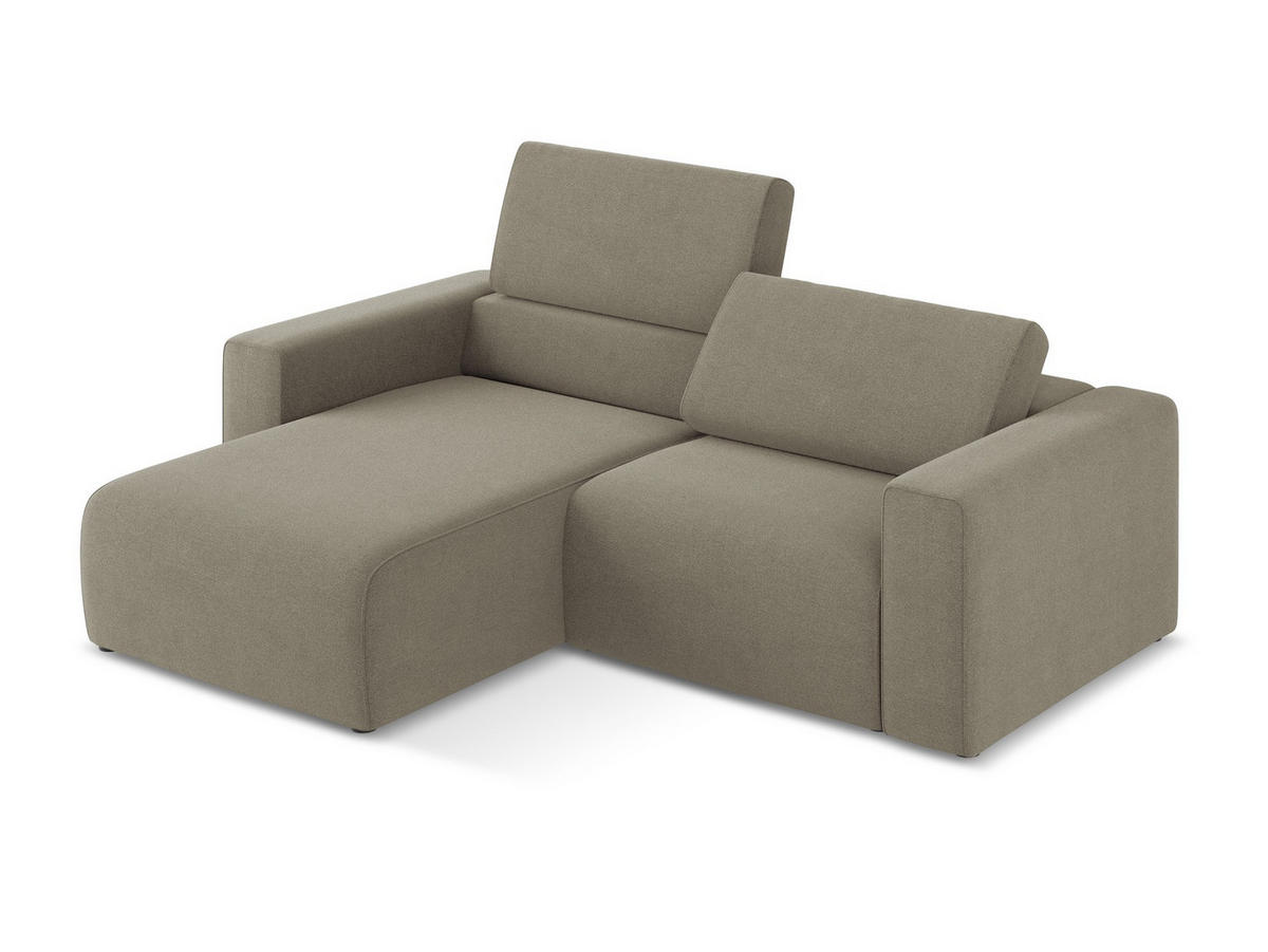 ECKSOFA Links Strukturstoff Stoff Beige - Beige/Schwarz, Kunststoff/Textil (167/224cm) - Makamii
