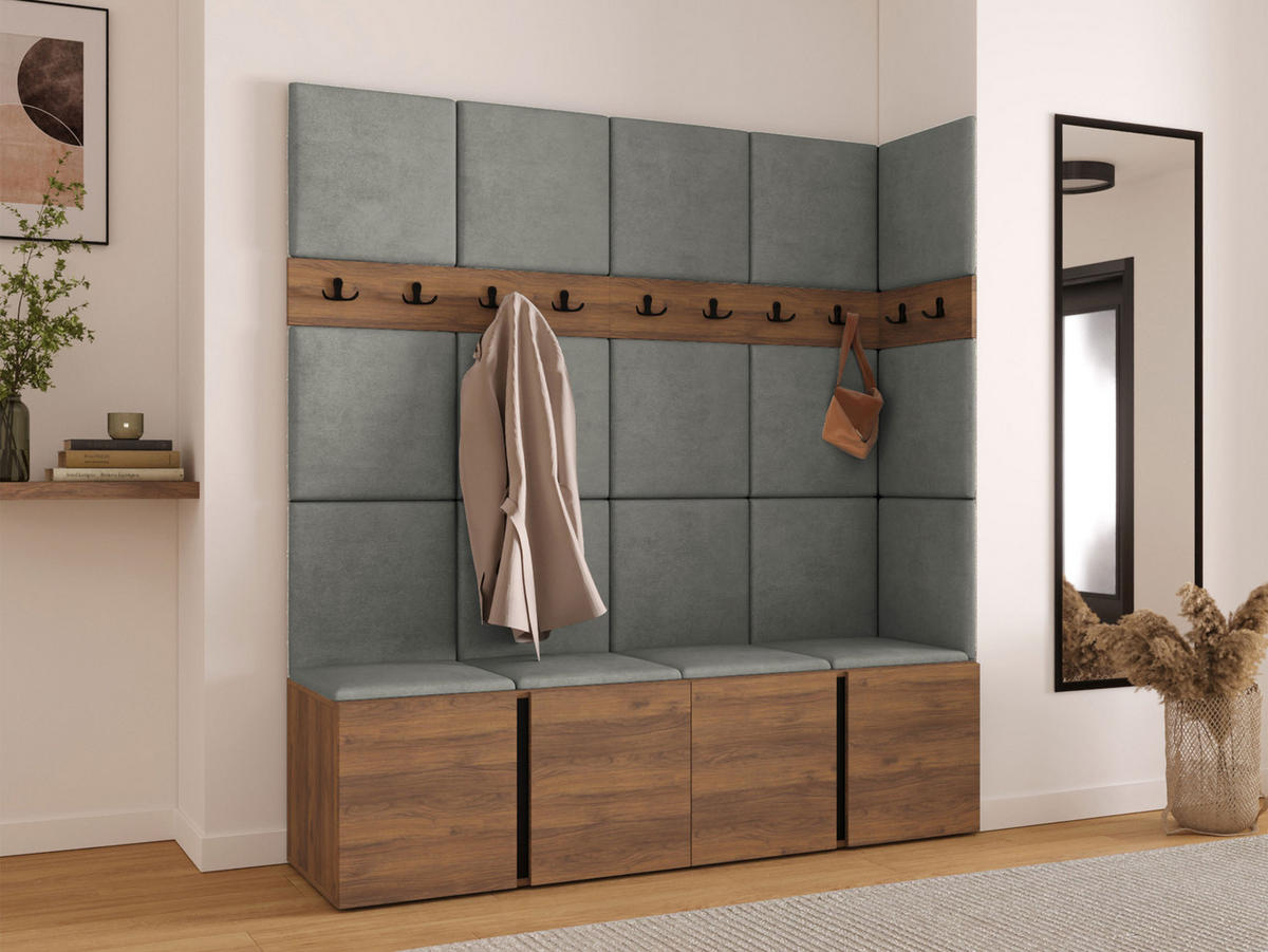 MOBILIER PENTRU HOL Orion II - culoare lemn de nuc/gri, material plastic/compozit lemnos (168/186/46cm) - MIRJAN24