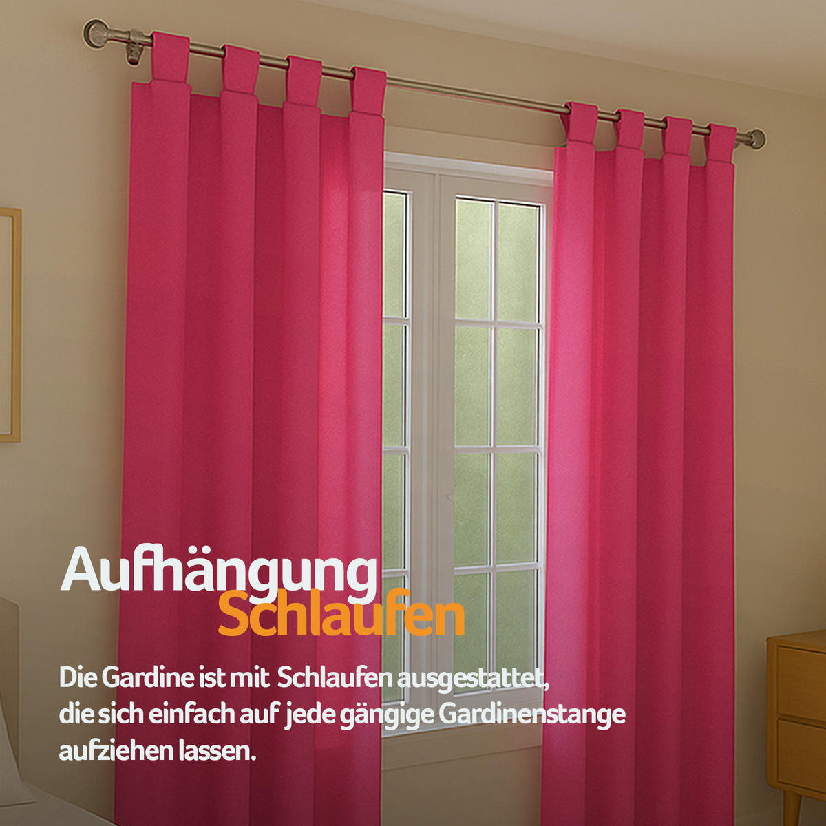 SCHLAUFENSCHAL blickdicht 140x175 cm Pink 2er-Pack - Pink, Textil (140/175cm)