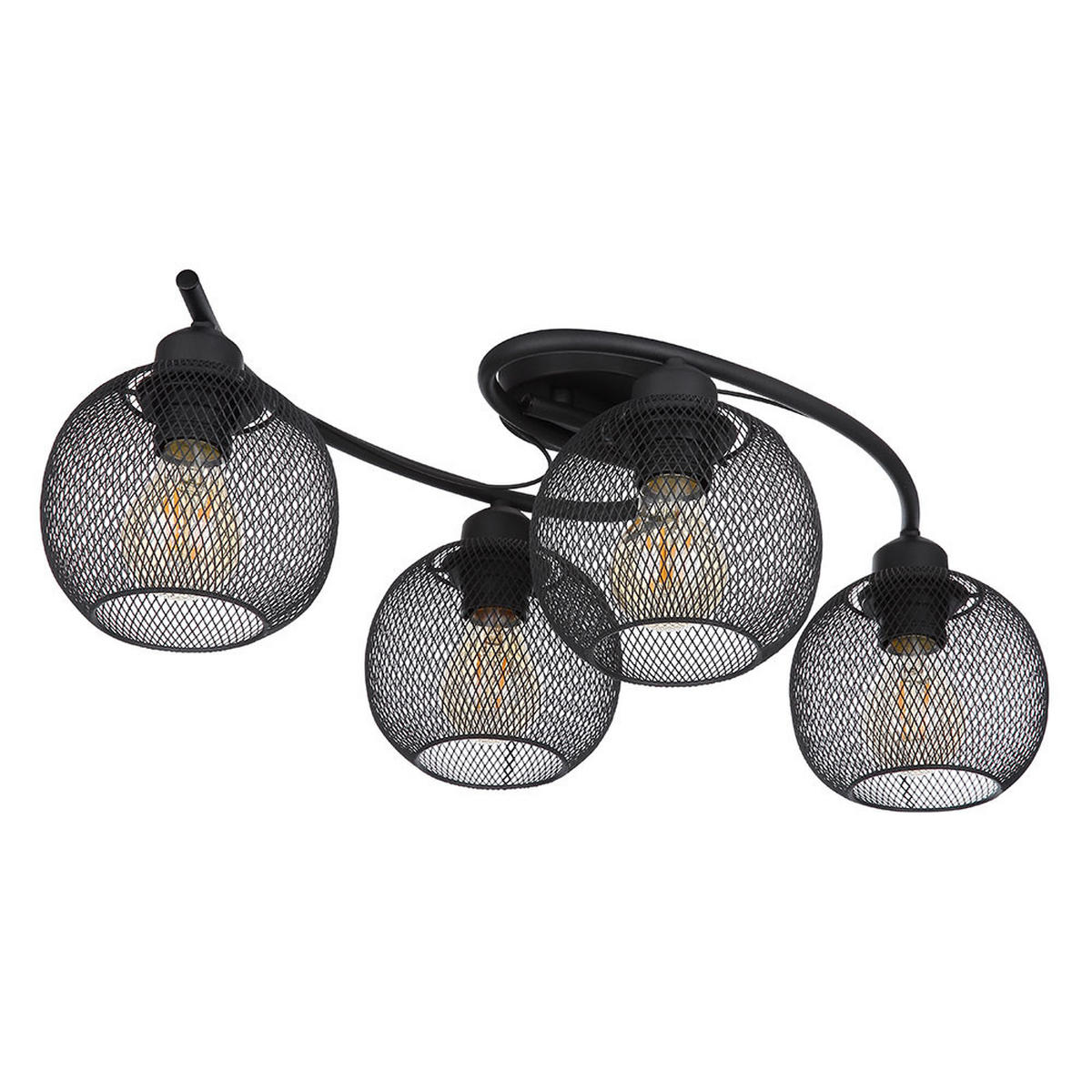 LED DECKENLEUCHTE Metall Schwarz Gitteroptik - Schwarz, Holz (60/35/22cm) - Globo Lighting