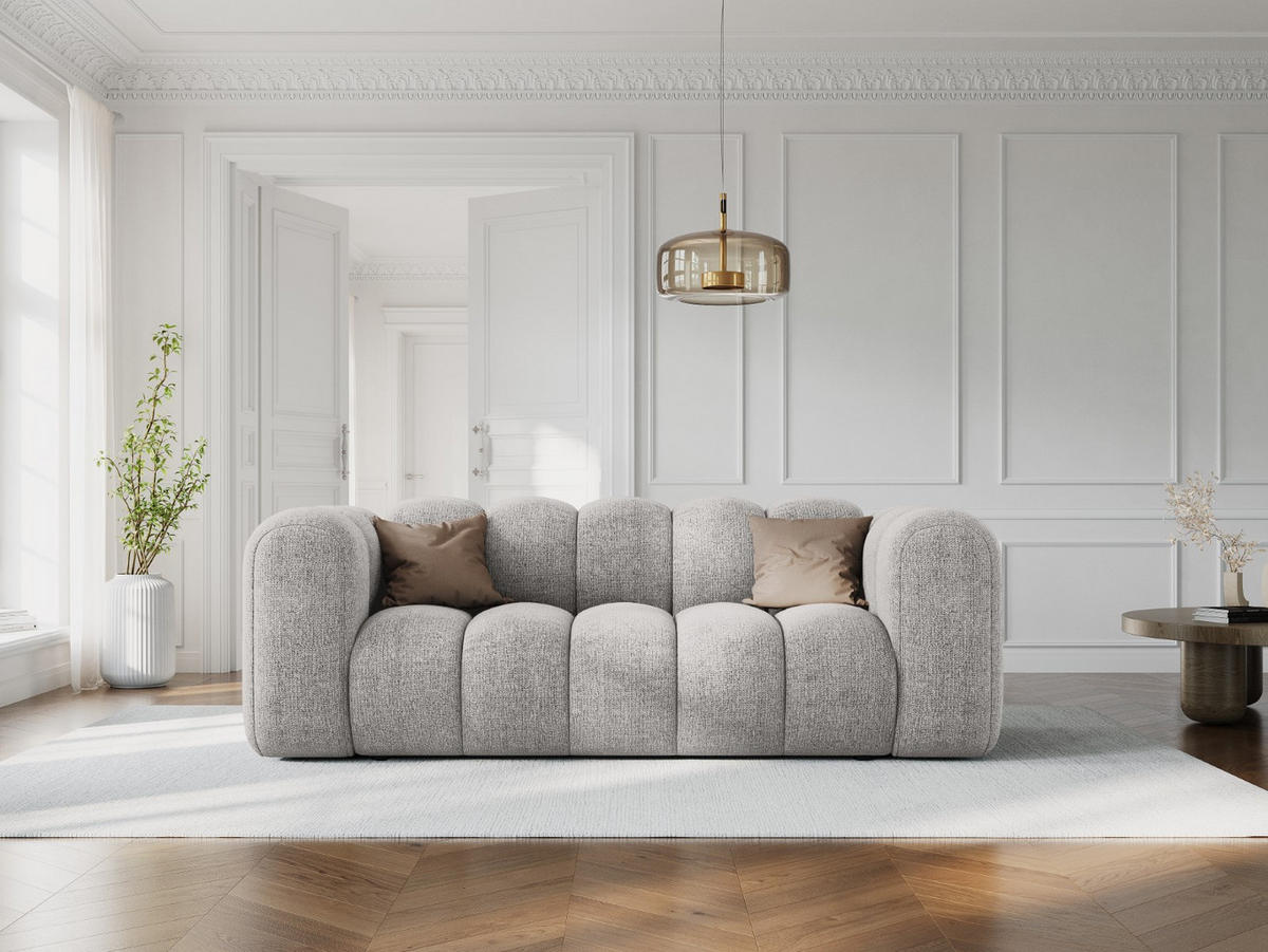 SOFA Lupine aus Chenille-Stoff hellgrau 2 Sitzplätze - Hellgrau, Textil (95/70/200cm) - Micadoni