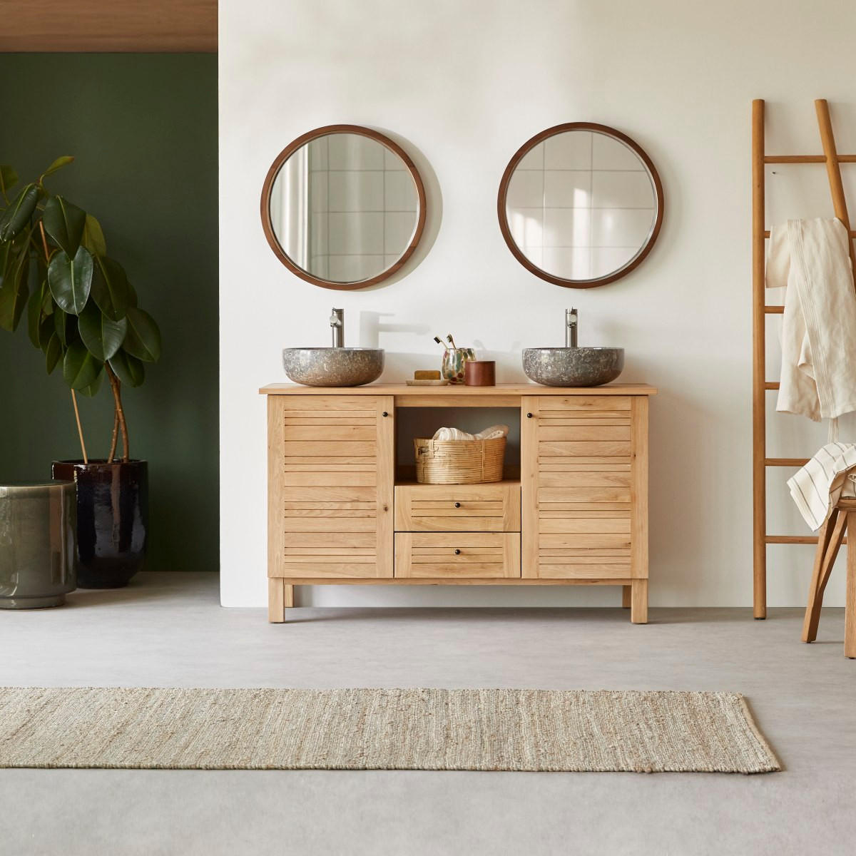 WASCHTISCHUNTERSCHRANK Soho Natur aus Eiche - Naturfarben, Holz (125/75/45cm) - Tikamoon