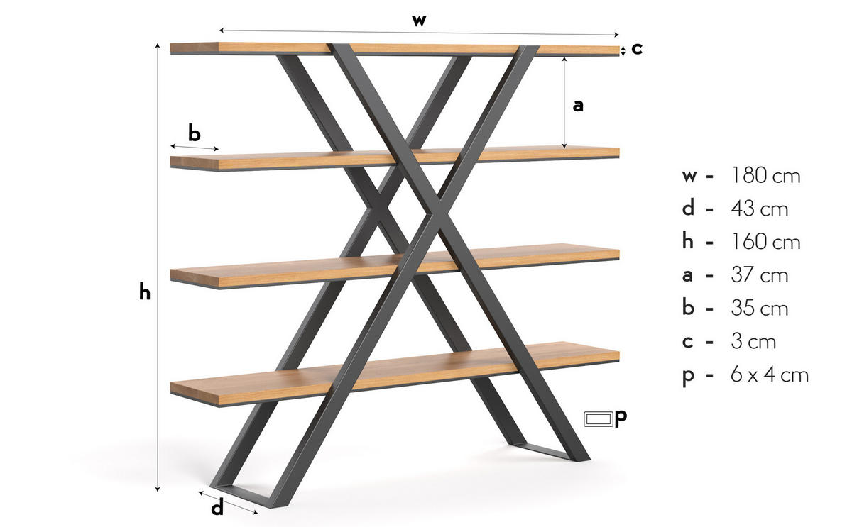 REGAL Lax aus massivem Eichenholz - Eichefarben/Naturfarben, Holz (180/160/43cm) - Danzz