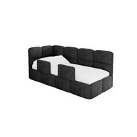 EINZELLBETT Jugendbett mit Bettkasten, Rechts - KIVY 100x200 Schwarz - Schwarz, Holzwerkstoff/Textil (100/200cm) - ALTDECOR
