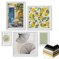 WANDBILDER 5er-Set - 50x50 cm & 20x30 cm & 40x60 cm Weißer Rahmen - Zitronenkräuter und -blätter - Weiß, Kunststoff (40/60cm) - ArtPrintCave