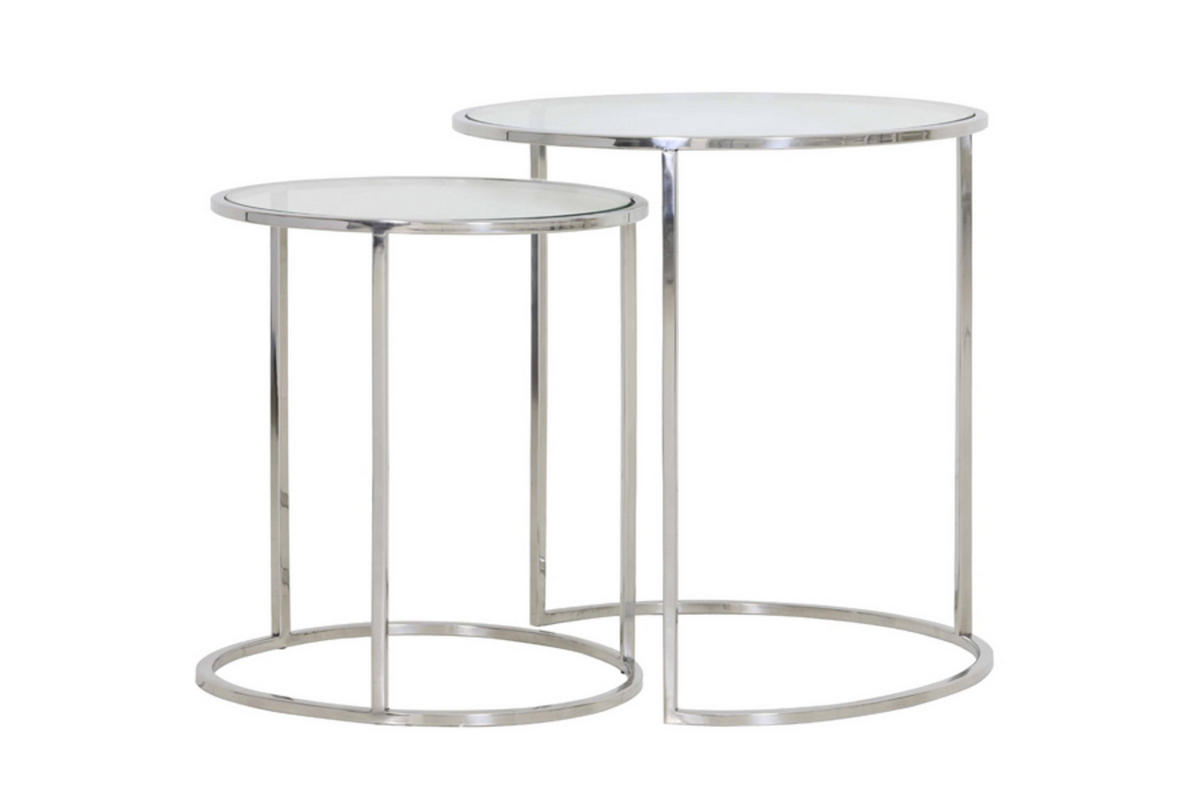 BEISTELLTISCH Duarte Silber Ø50/52 cm 2er-Set - Silberfarben, Metall (50/50/52cm) - Light & Living