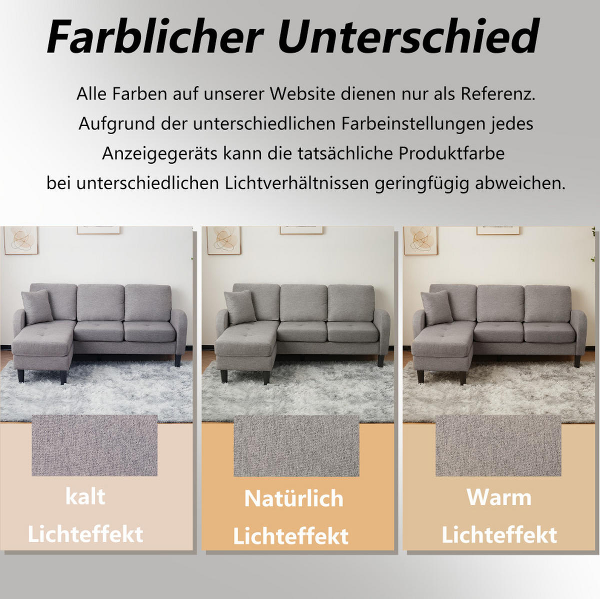 ECKSOFA Baumwoll-Leinenbezug mit Chaiselongue modular Antik Dunkelgrau 166/118/77 cm - Dunkelgrau, Textil (166/118cm) - Redom
