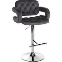 BARHOCKER Samt dunkelgrau - Chromfarben/Dunkelgrau, Textil (62/103/55cm) - CLP